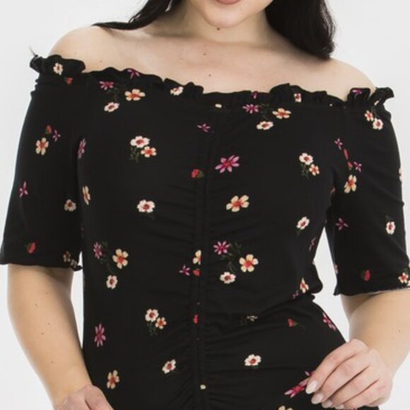 Petite Plus Floral Print Off Shoulder Top - Picture 4 of 8